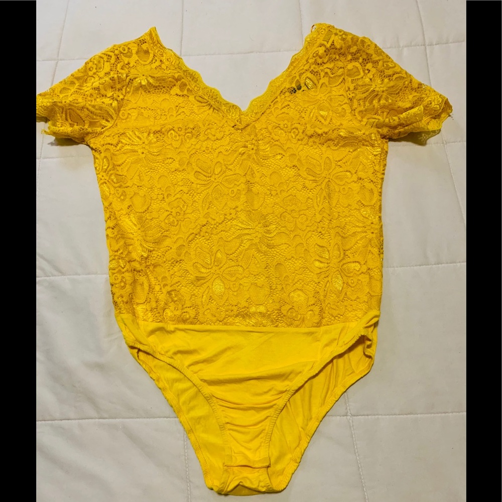 2x plus size Yellow bodysuit